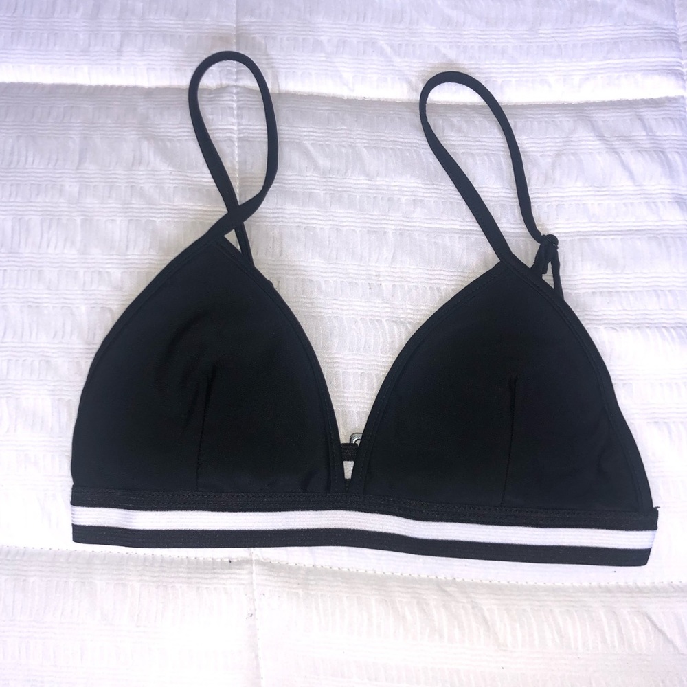 Black/White Striped Bikini Top